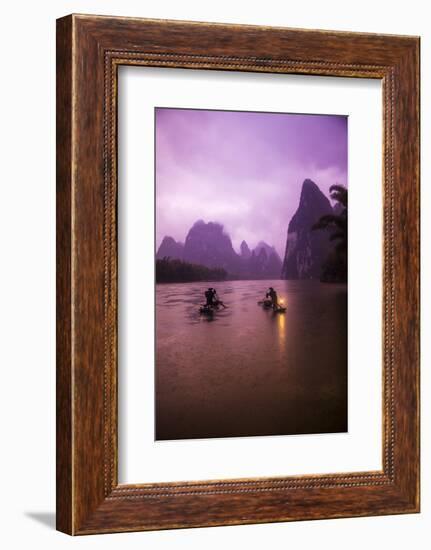 Guangxi Zhuang, Xing Ping, China's Guangxi Zhuang Region Fisherman on the Li River Early Morning-Terry Eggers-Framed Photographic Print