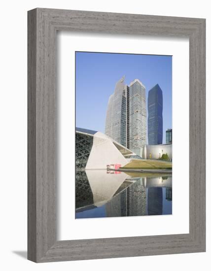 Guangzhou Opera House and Skyscrapers in Zhujiang New Town, Tian He, Guangzhou, Guangdong, China-Ian Trower-Framed Photographic Print