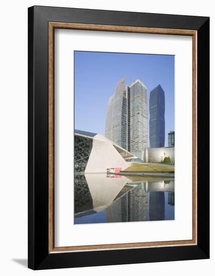 Guangzhou Opera House and Skyscrapers in Zhujiang New Town, Tian He, Guangzhou, Guangdong, China-Ian Trower-Framed Photographic Print