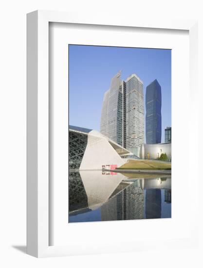 Guangzhou Opera House and Skyscrapers in Zhujiang New Town, Tian He, Guangzhou, Guangdong, China-Ian Trower-Framed Photographic Print