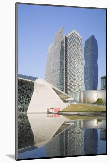 Guangzhou Opera House and Skyscrapers in Zhujiang New Town, Tian He, Guangzhou, Guangdong, China-Ian Trower-Mounted Photographic Print