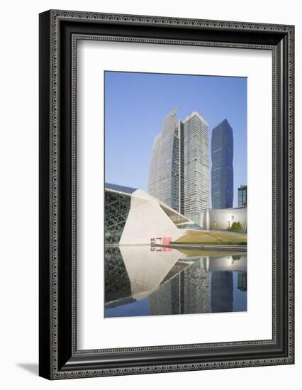 Guangzhou Opera House and Skyscrapers in Zhujiang New Town, Tian He, Guangzhou, Guangdong, China-Ian Trower-Framed Photographic Print