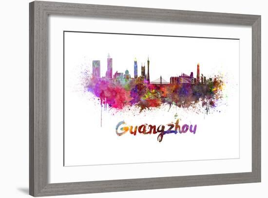 Guangzhou Skyline in Watercolor-paulrommer-Framed Art Print