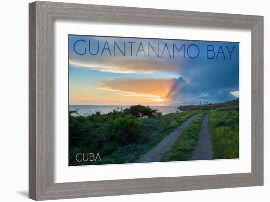 Guantanamo Bay, Cuba - Lighthouse in the Distance-Lantern Press-Framed Art Print