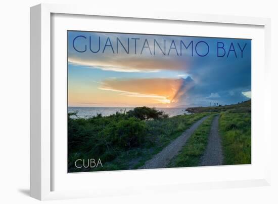 Guantanamo Bay, Cuba - Lighthouse in the Distance-Lantern Press-Framed Art Print