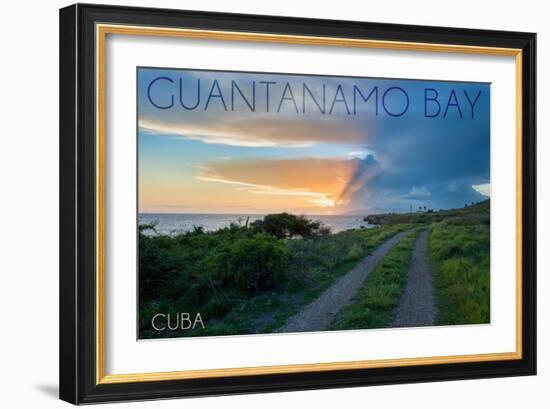 Guantanamo Bay, Cuba - Lighthouse in the Distance-Lantern Press-Framed Art Print