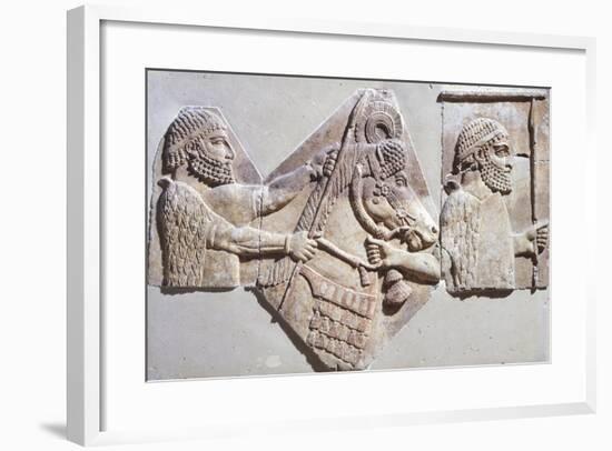 Guard, Horse and Stable, Details from Relief from Sargon Palace in Khorsabad, Iraq-null-Framed Giclee Print