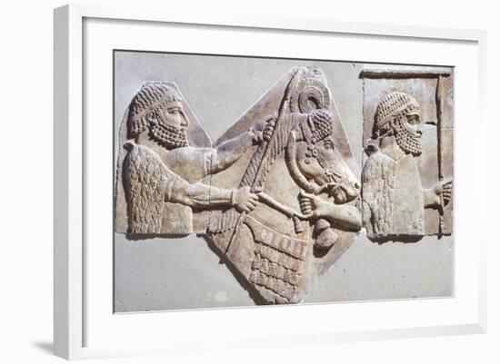 Guard, Horse and Stable, Details from Relief from Sargon Palace in Khorsabad, Iraq-null-Framed Giclee Print