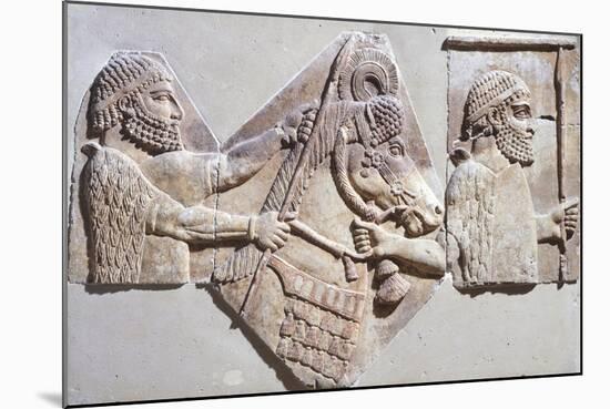 Guard, Horse and Stable, Details from Relief from Sargon Palace in Khorsabad, Iraq-null-Mounted Giclee Print