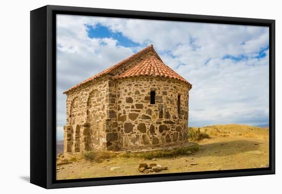 Guard house on border between Georgia and Azerbaijan near David Gareji Monastery, Udabno-Jan Miracky-Framed Premier Image Canvas