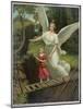 Guardian Angel Watches Over a Child as She Crosses a Dangerous Bridge-null-Mounted Photographic Print