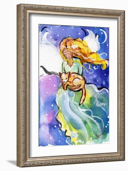 Guardian Angel with Cat-sylvia pimental-Framed Art Print