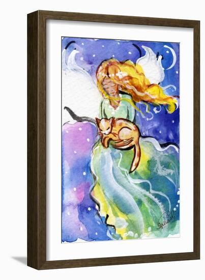 Guardian Angel with Cat-sylvia pimental-Framed Art Print