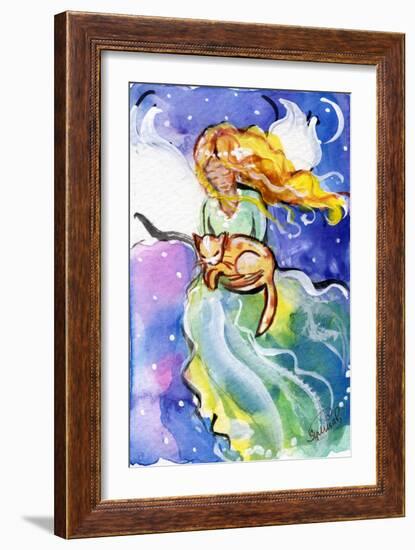 Guardian Angel with Cat-sylvia pimental-Framed Art Print