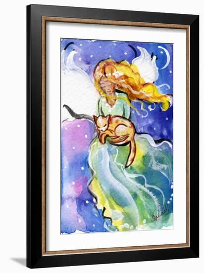 Guardian Angel with Cat-sylvia pimental-Framed Art Print