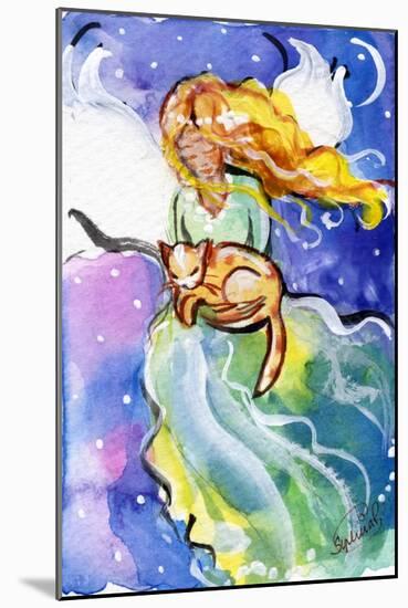 Guardian Angel with Cat-sylvia pimental-Mounted Art Print