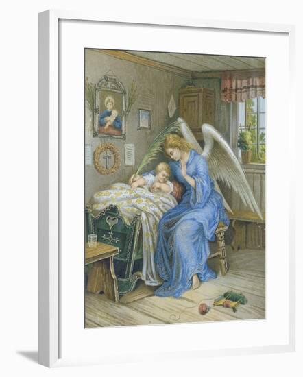 Guardian Angel with Sleeping Child.About 1900-null-Framed Giclee Print