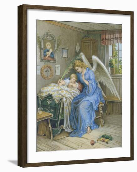 Guardian Angel with Sleeping Child.About 1900-null-Framed Giclee Print