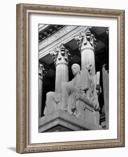 Guardian of Law, Statue Created by Sculptor James Earle Fraser Outside the Supreme Court Building-Margaret Bourke-White-Framed Photographic Print