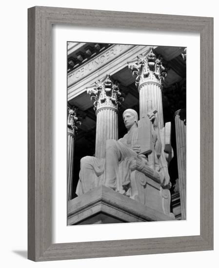 Guardian of Law, Statue Created by Sculptor James Earle Fraser Outside the Supreme Court Building-Margaret Bourke-White-Framed Photographic Print