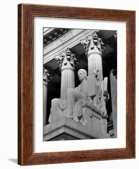 Guardian of Law, Statue Created by Sculptor James Earle Fraser Outside the Supreme Court Building-Margaret Bourke-White-Framed Photographic Print