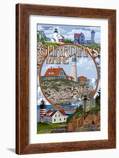 Guardians of Maine (Portland Head Lighthouse Center)-Lantern Press-Framed Art Print