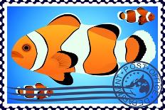 Clown Fish. Postage Stamp-GUARDING-OWO-Art Print