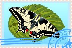 Postage Stamp With A Butterfly-GUARDING-OWO-Art Print