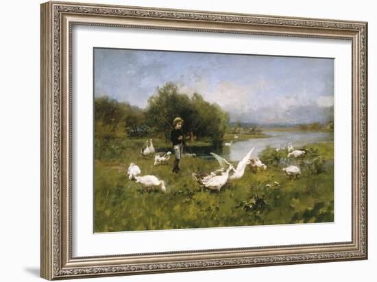 Guarding the Flock-Luigi Chialiva-Framed Giclee Print