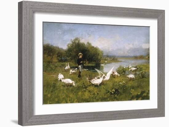 Guarding the Flock-Luigi Chialiva-Framed Giclee Print