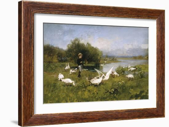 Guarding the Flock-Luigi Chialiva-Framed Giclee Print