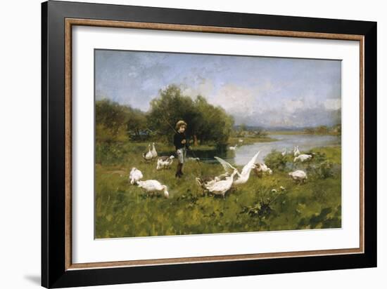 Guarding the Flock-Luigi Chialiva-Framed Giclee Print