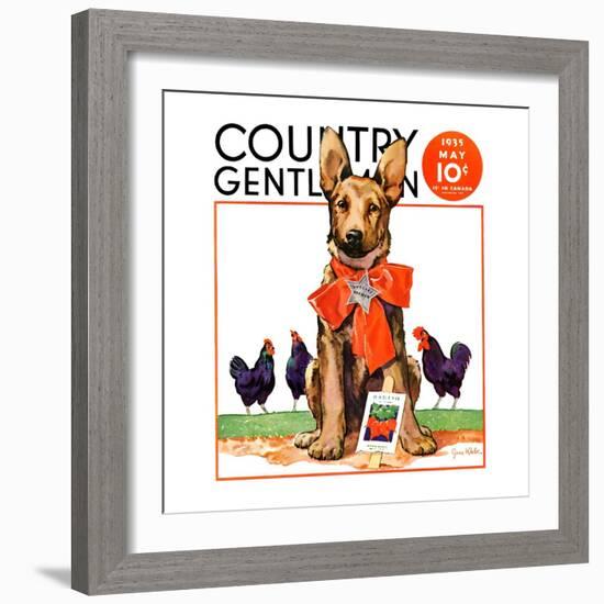 "Guarding the Garden," Country Gentleman Cover, May 1, 1935-Jene Klebe-Framed Giclee Print