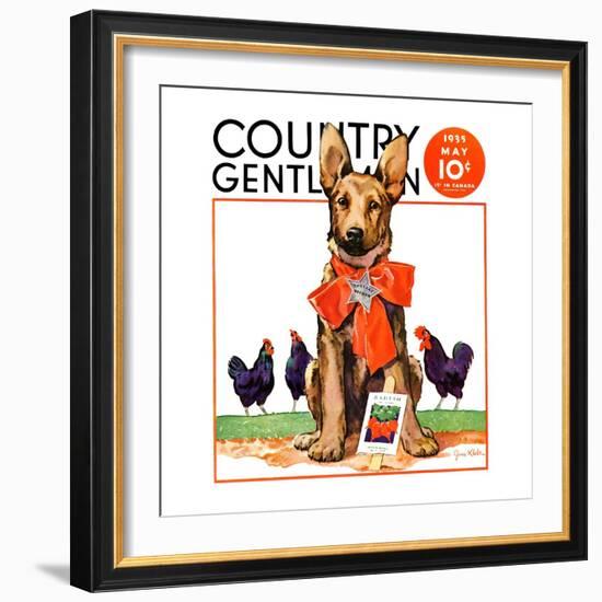 "Guarding the Garden," Country Gentleman Cover, May 1, 1935-Jene Klebe-Framed Giclee Print