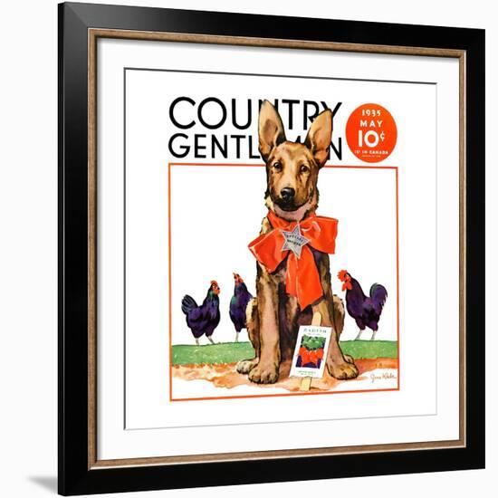 "Guarding the Garden," Country Gentleman Cover, May 1, 1935-Jene Klebe-Framed Giclee Print