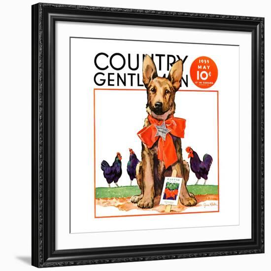 "Guarding the Garden," Country Gentleman Cover, May 1, 1935-Jene Klebe-Framed Giclee Print