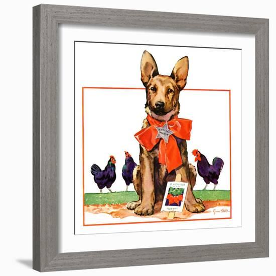 "Guarding the Garden,"May 1, 1935-Jene Klebe-Framed Giclee Print