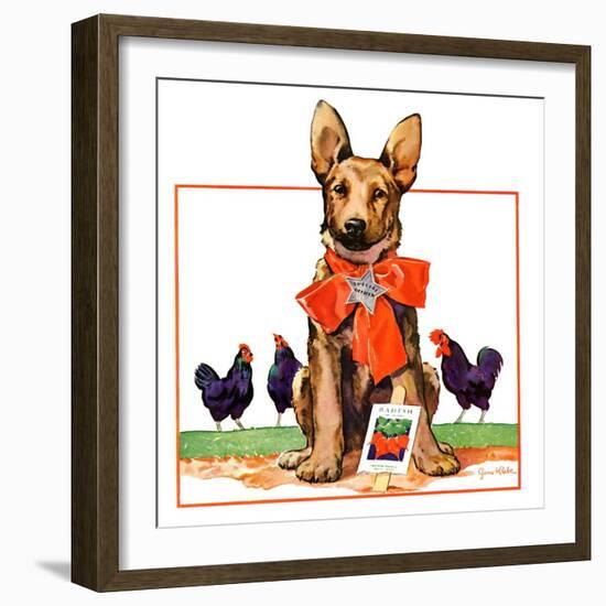 "Guarding the Garden,"May 1, 1935-Jene Klebe-Framed Giclee Print