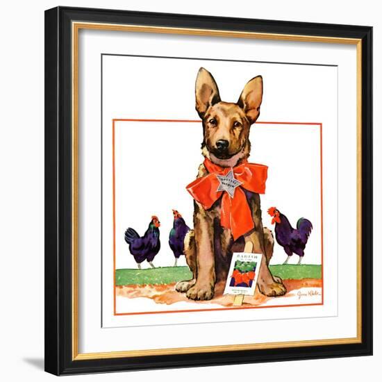 "Guarding the Garden,"May 1, 1935-Jene Klebe-Framed Giclee Print