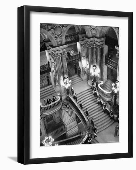 Guards Lining the Grand Staircase at the Victory Ball Held at the Paris Opera House-David Scherman-Framed Photographic Print