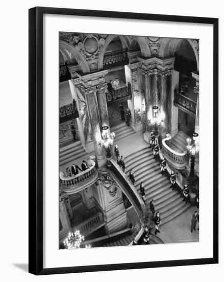 Guards Lining the Grand Staircase at the Victory Ball Held at the Paris Opera House-David Scherman-Framed Photographic Print
