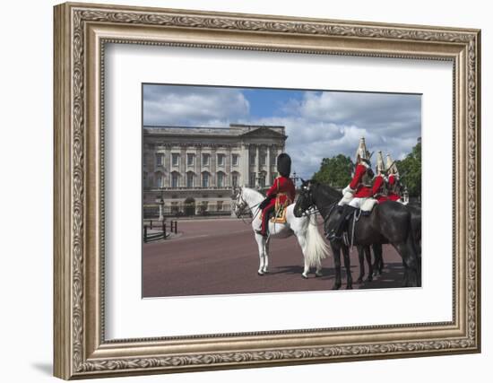 Guards Officer and Escort Awaiting Guards Detachments Outside Buckingham Palace-James Emmerson-Framed Photographic Print