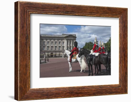 Guards Officer and Escort Awaiting Guards Detachments Outside Buckingham Palace-James Emmerson-Framed Photographic Print