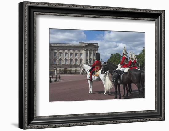 Guards Officer and Escort Awaiting Guards Detachments Outside Buckingham Palace-James Emmerson-Framed Photographic Print