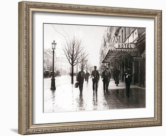 Guards on the Street, Brussels, 1898-James Batkin-Framed Photographic Print