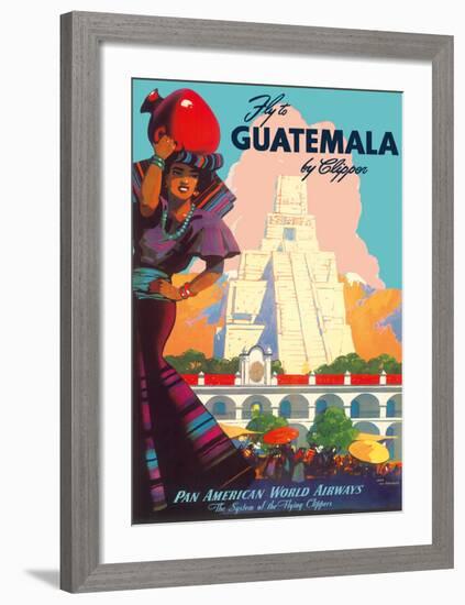 Guatemala by Clipper - Pan American World Airways - Tikal Mayan-null-Framed Giclee Print