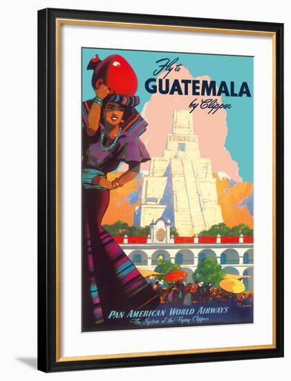 Guatemala by Clipper - Pan American World Airways - Tikal Mayan-null-Framed Giclee Print