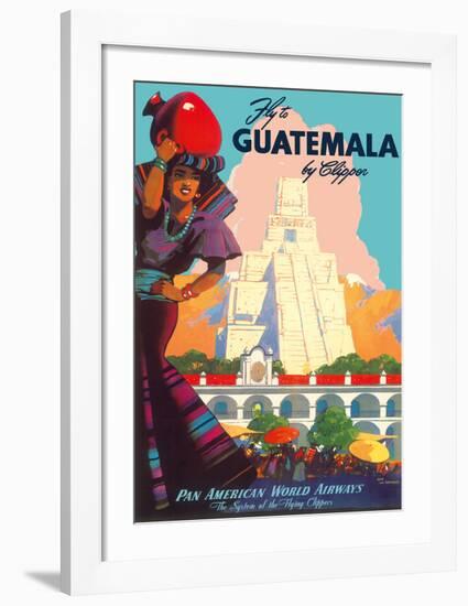 Guatemala by Clipper - Pan American World Airways - Tikal Mayan-null-Framed Giclee Print