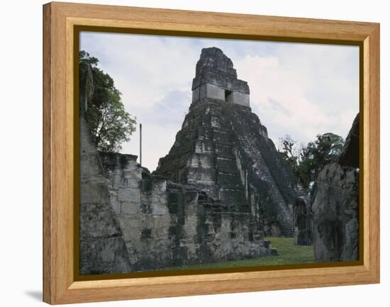 Guatemala, El Peten, Tikal National Park, Temple of the Great Jaguar at Archaeological Site-null-Framed Premier Image Canvas