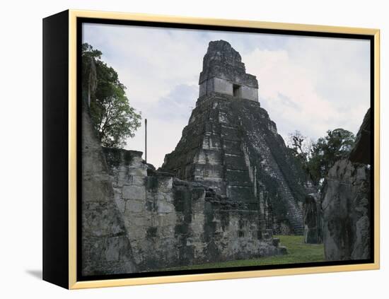 Guatemala, El Peten, Tikal National Park, Temple of the Great Jaguar at Archaeological Site-null-Framed Premier Image Canvas